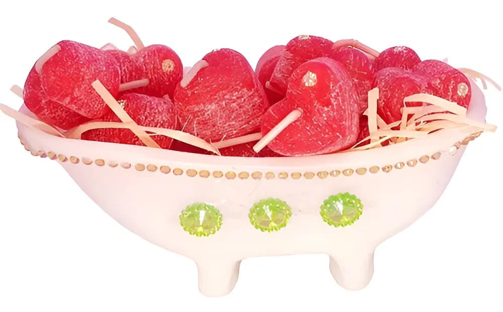 Kit Velas Decorativas Em Formato De Coração Com Banheira Cor Vermelho Fragrância Nenhum Diversas