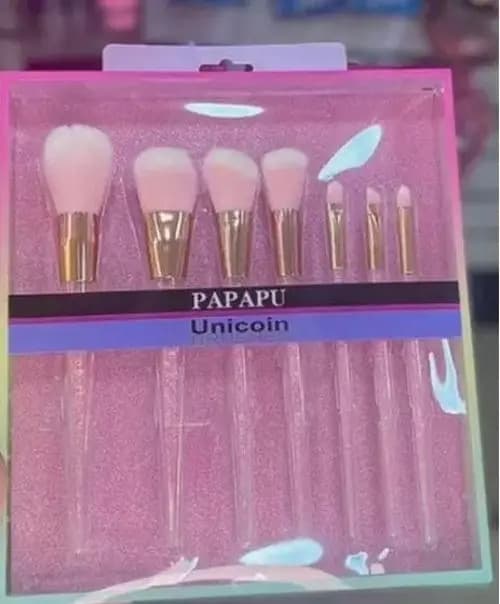 Kit 7 Pincéis Maquiagem Glitter - Papapu