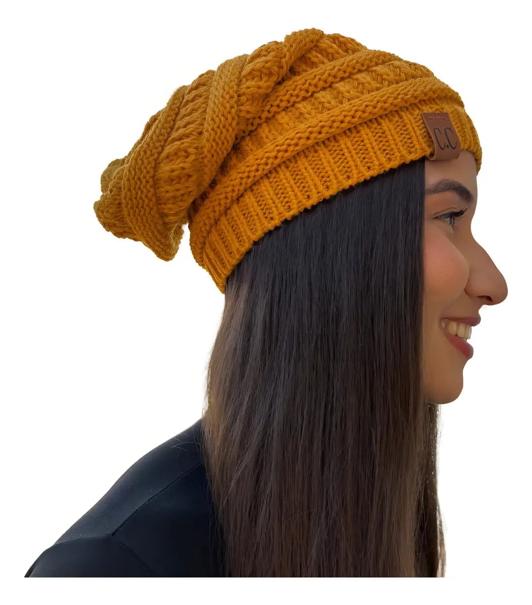 Touca Lã Unissex Suprema Opção Mostarda Caída Beanie Outono Inverno