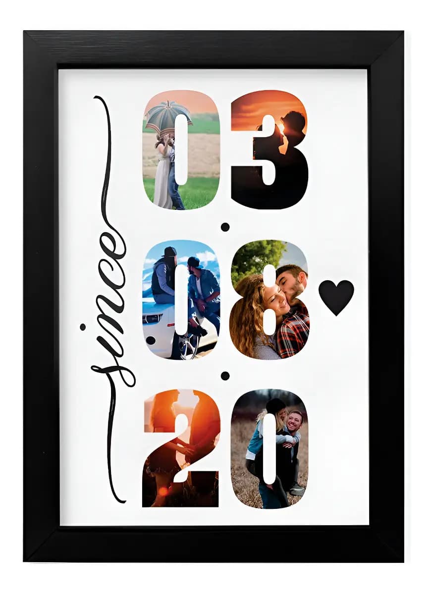 Presente Aniversário De Casamento Quadro Personalizado Fotos Cor Preto