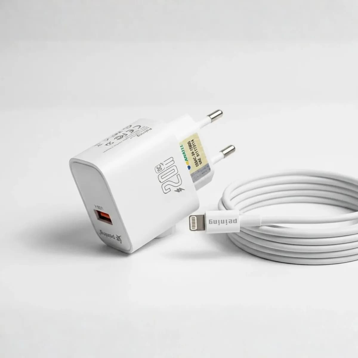 Kit Carregador Turbo 20w Usb-c Turbo Power 3.0 Peining Branco