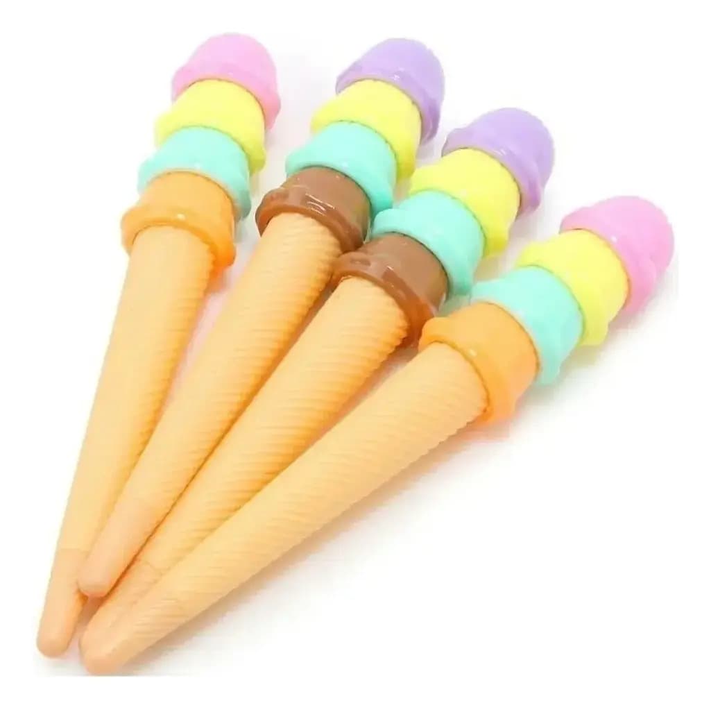 Kit Canetas Gel 6 Unidades Casquinha de Sorvete Coloridas