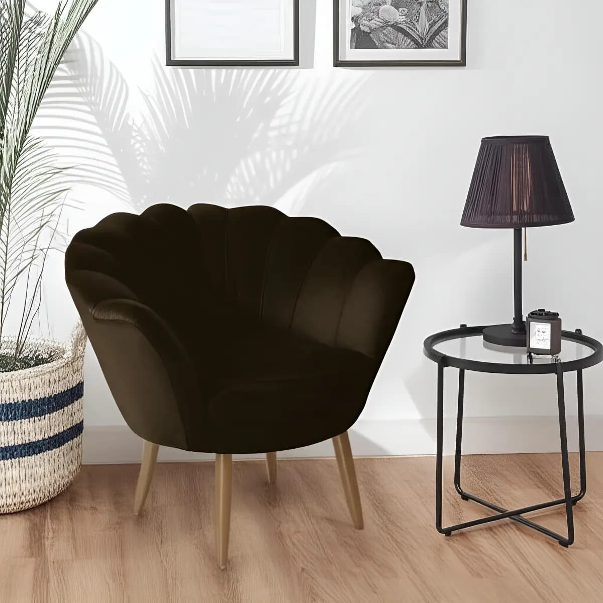 Poltrona Decorativa Pétala Suede Marrom