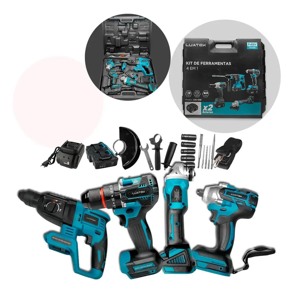 Kit Ferramentas Furadeira Esmerilhadeira Parafusadeira