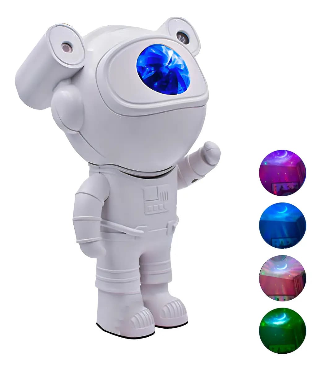 Luminária Astronauta Projetor Galáxia Bluetooth Centercoisas Cinza