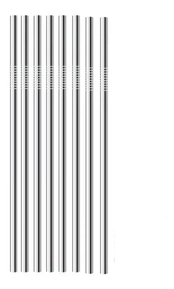 Kit 50 Canudos De Inox Para Drinks Prateado