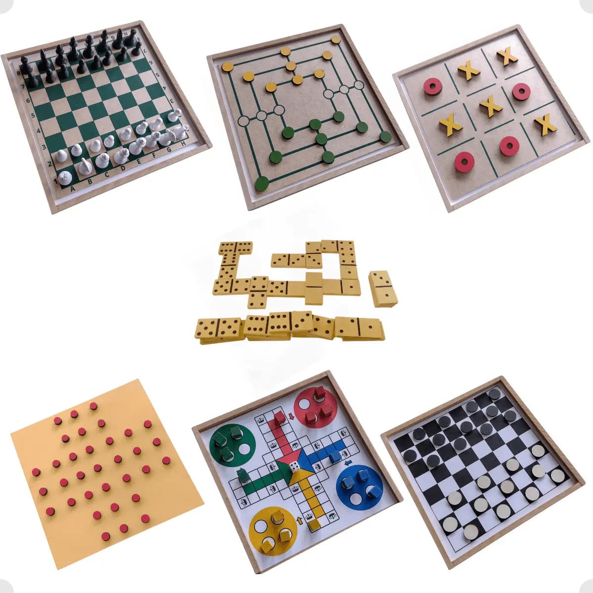 Jogo Tabuleiro 7x1 Dama Jogo Velha Ludo Trilha Xadrez