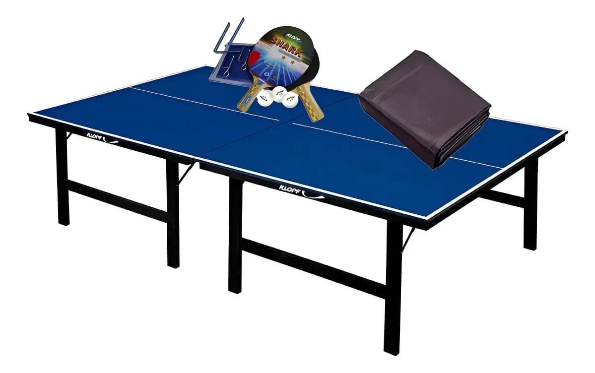 Mesa Ping Pong Mdf 15mm Klopf 1016 + Kit 5031 + Capa Azul
