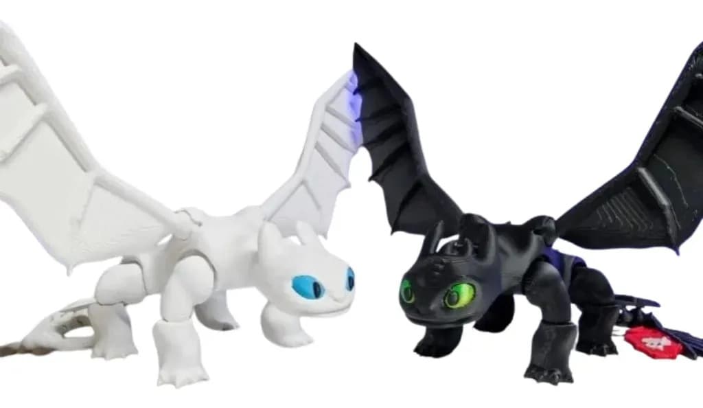 Kit 2 Dragões Articulados Banguela E Fúria Da Luz 3d Boneco Colecionável Geek Decoração Presente Infantil Popsy