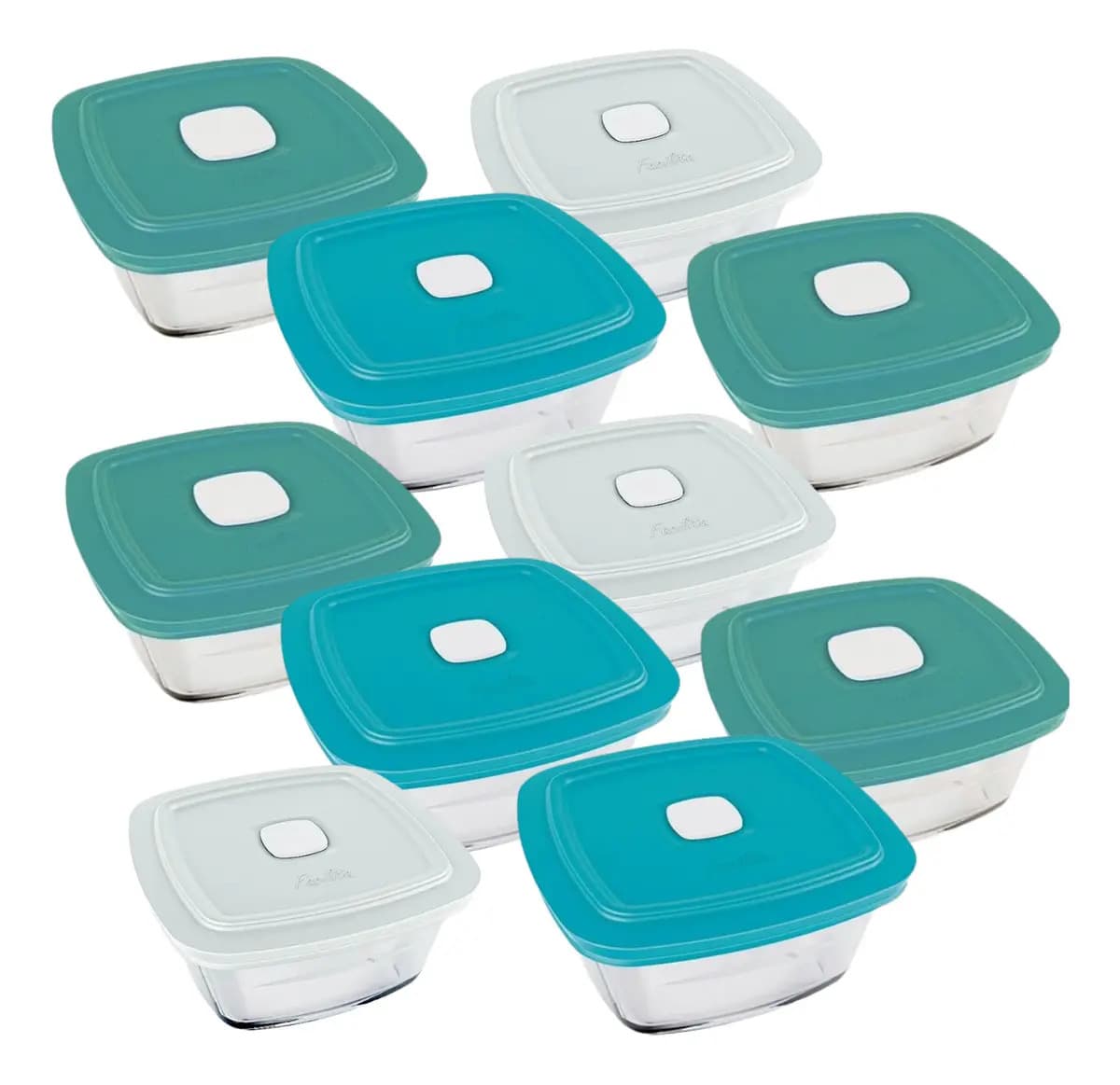 Jogo Potes Herméticos Vidro Marinex Facilita 500ml Com Tampa Kit 10