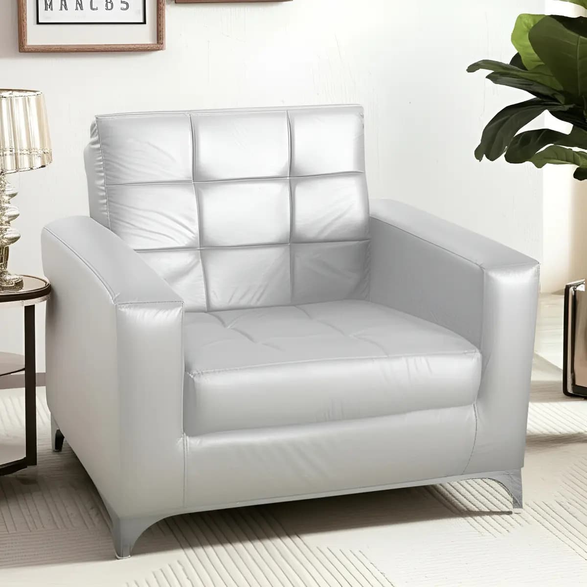 Poltrona Decorativa Taina - Branco Corino