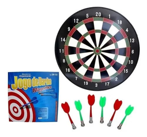 Jogo Dardos Magnético 40cm 6 Dardos Preto Western Tabuleiro