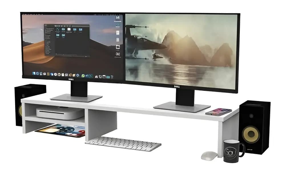 Suporte Monitor Gamer UniShop BASE MONITOR 90 CM MDF Branco Fosco