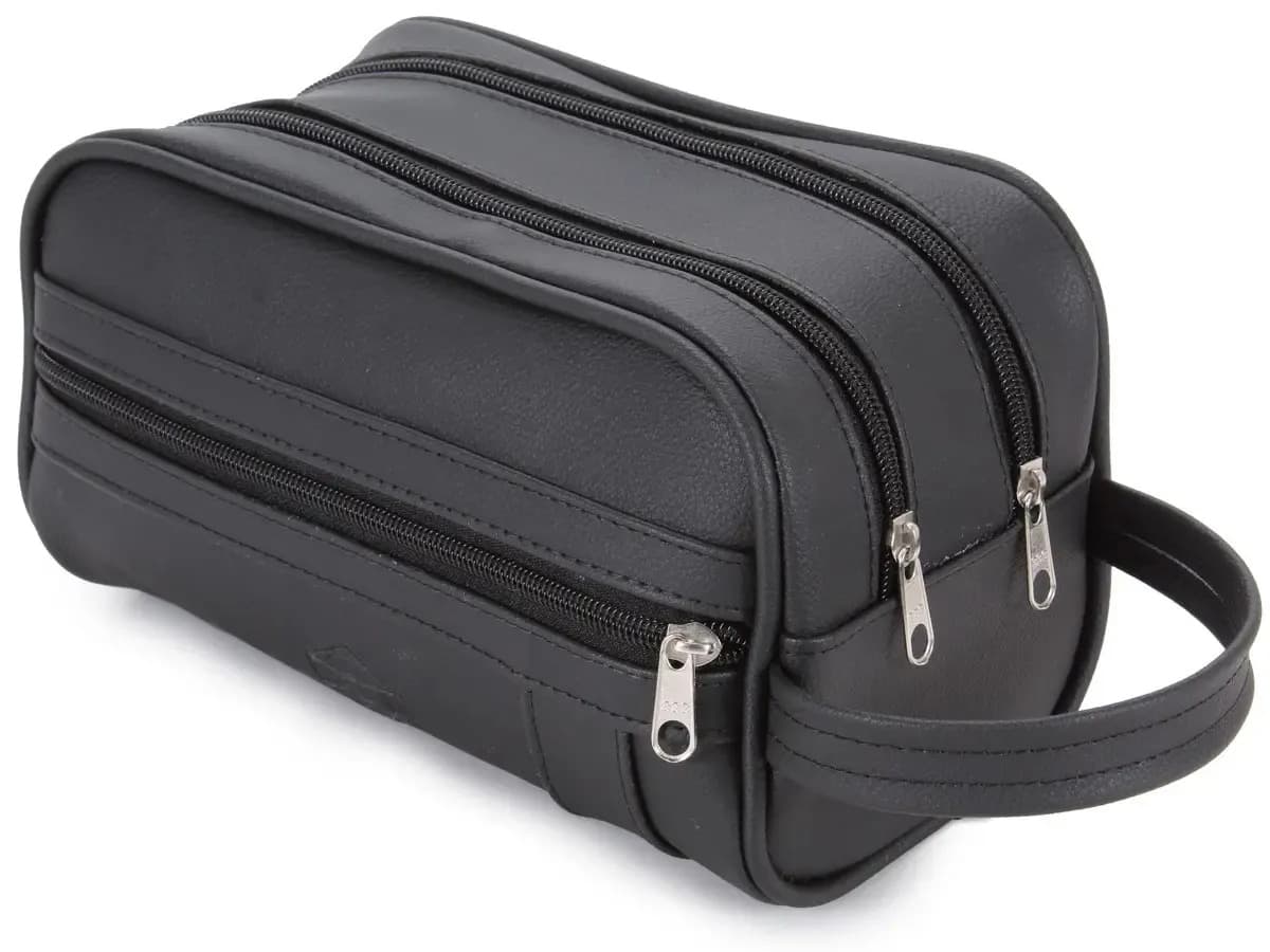 Necessaire Organizador Mala Viagem Couro Sintétic Resistente Cor Preto