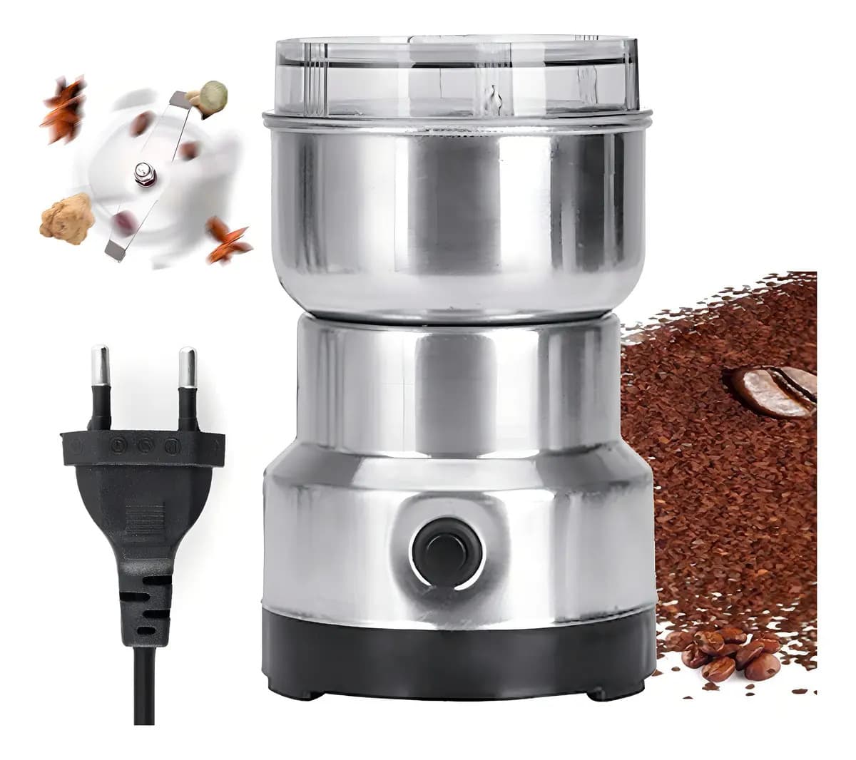 Moedor Café Elétrico Mini Moinho 150W Inox Prata