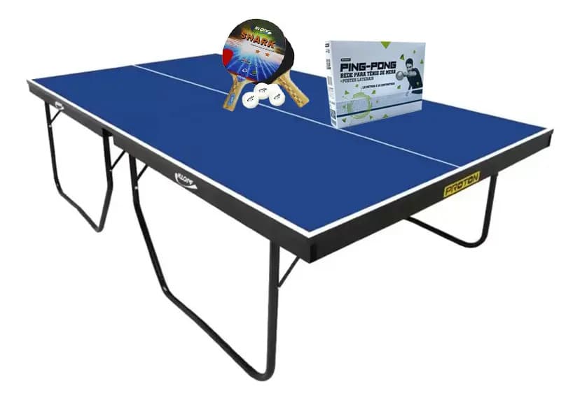 Mesa Ping Pong Klopf 1090 MDF 25mm Azul Dobrável com Rodas