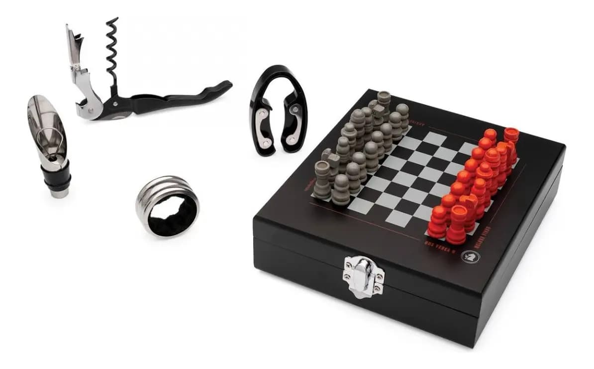 Kit Vinho E Jogo De Xadrez Preto Imaginarium