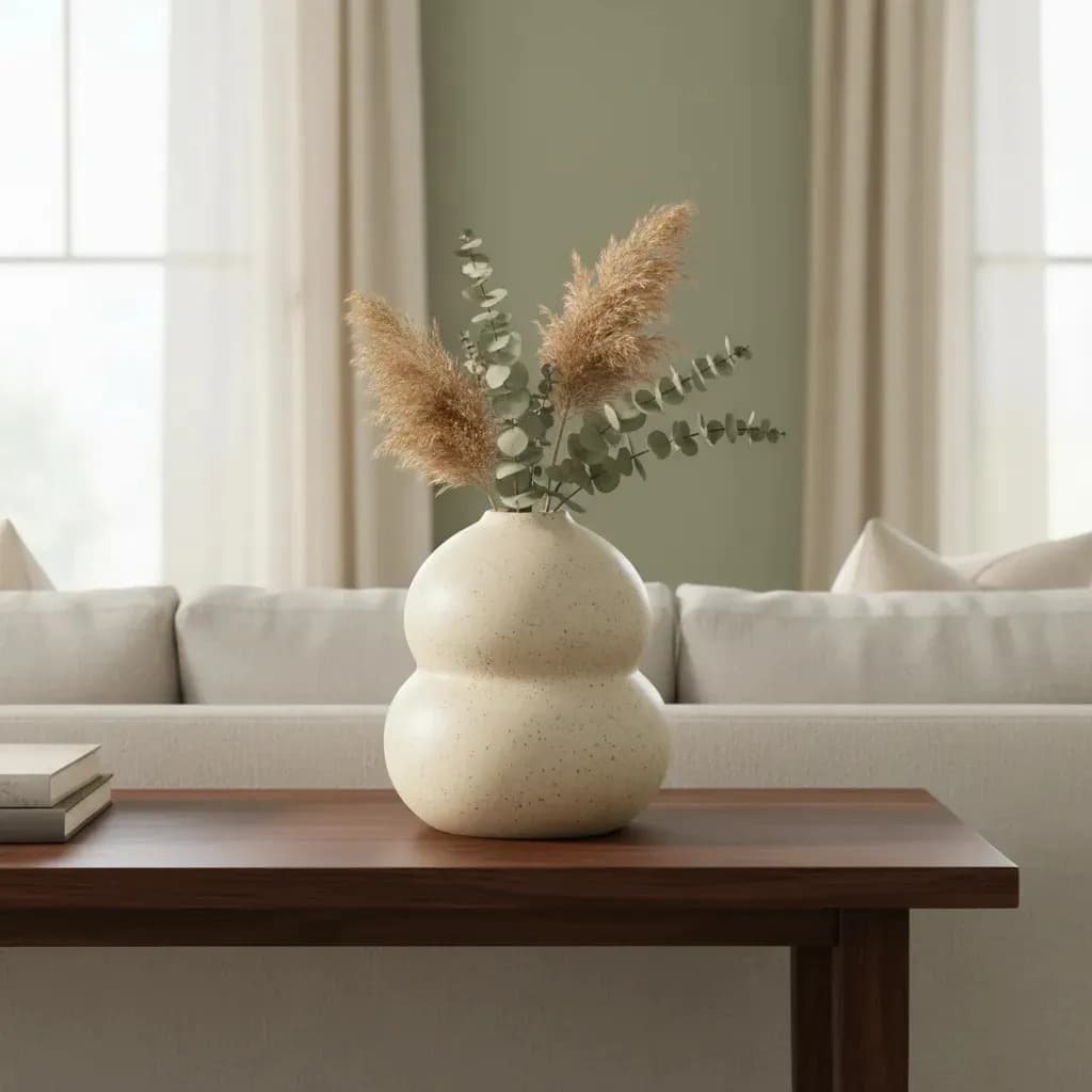 Vaso Decorativo De Mesa Enfeite Sala Redondo Em Cerâmica Vaso Decorativo Cerâmica