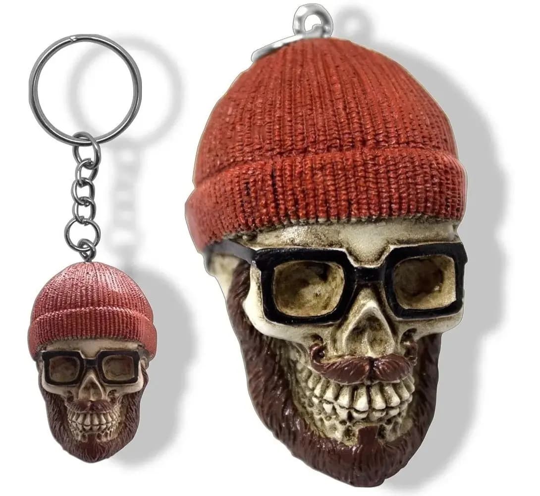 Chaveiro Caveira Crânio Divertido Criativo Gorro Resina