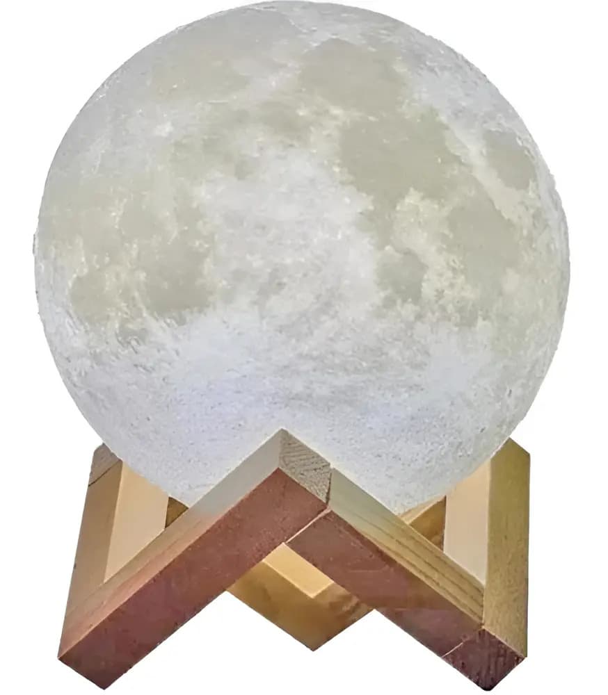 Luminária Lua 3d Muda Cor Madeira Controle Remoto Lua