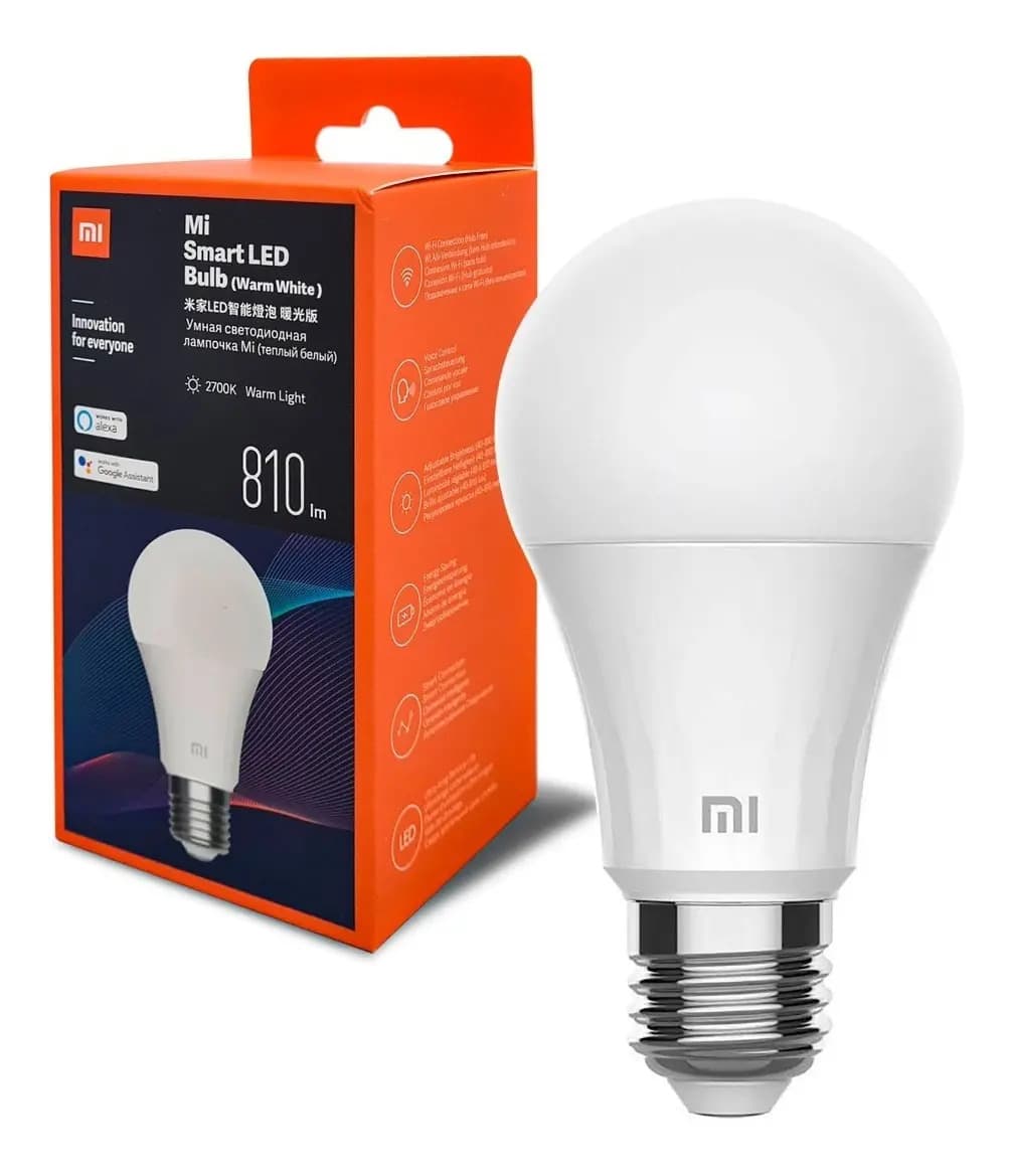 Lâmpada inteligente, lâmpada inteligente Xiaomi Mi Led, branco quente