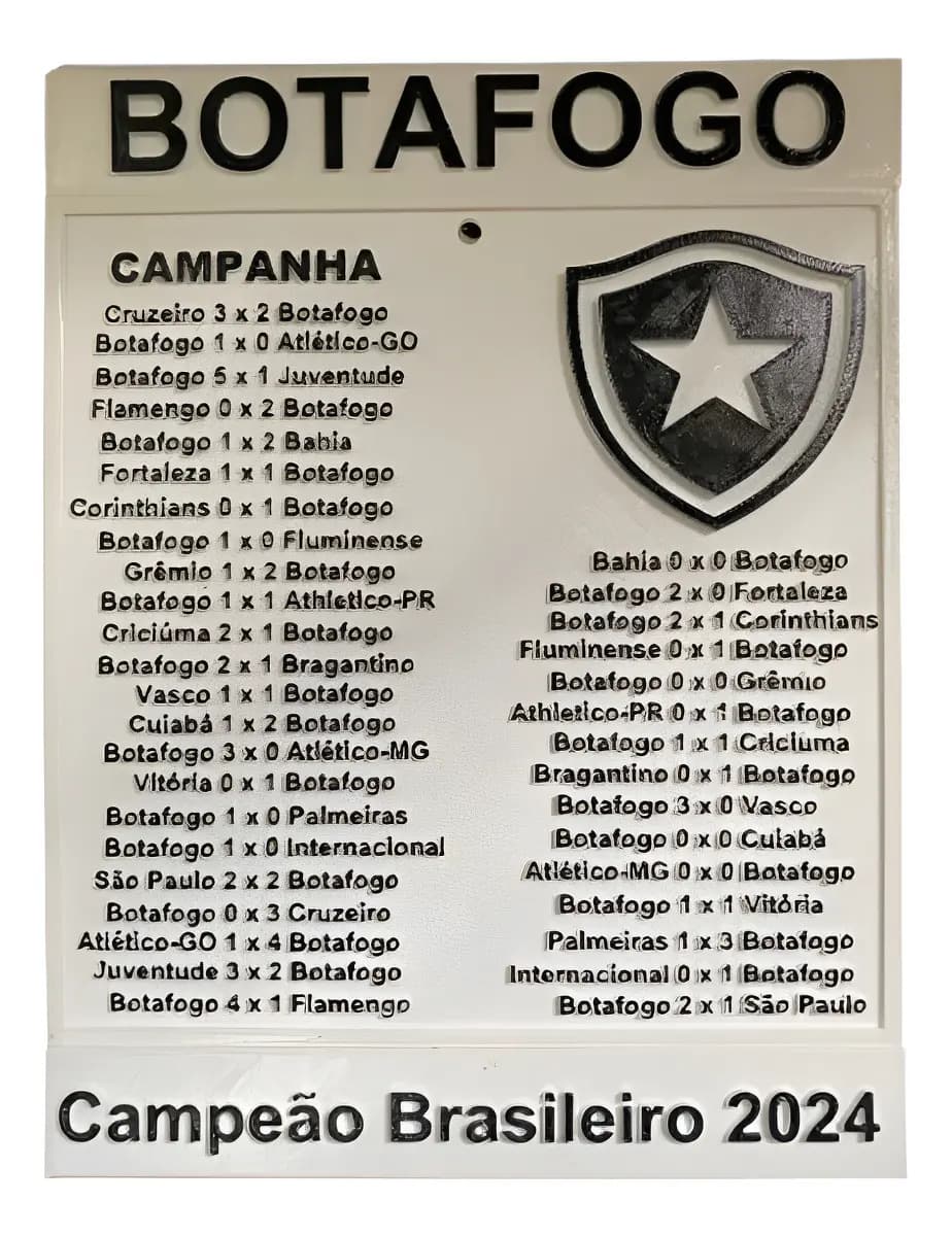 Quadro Personalizado Botafogo Campeão Brasileirão 2024 3d