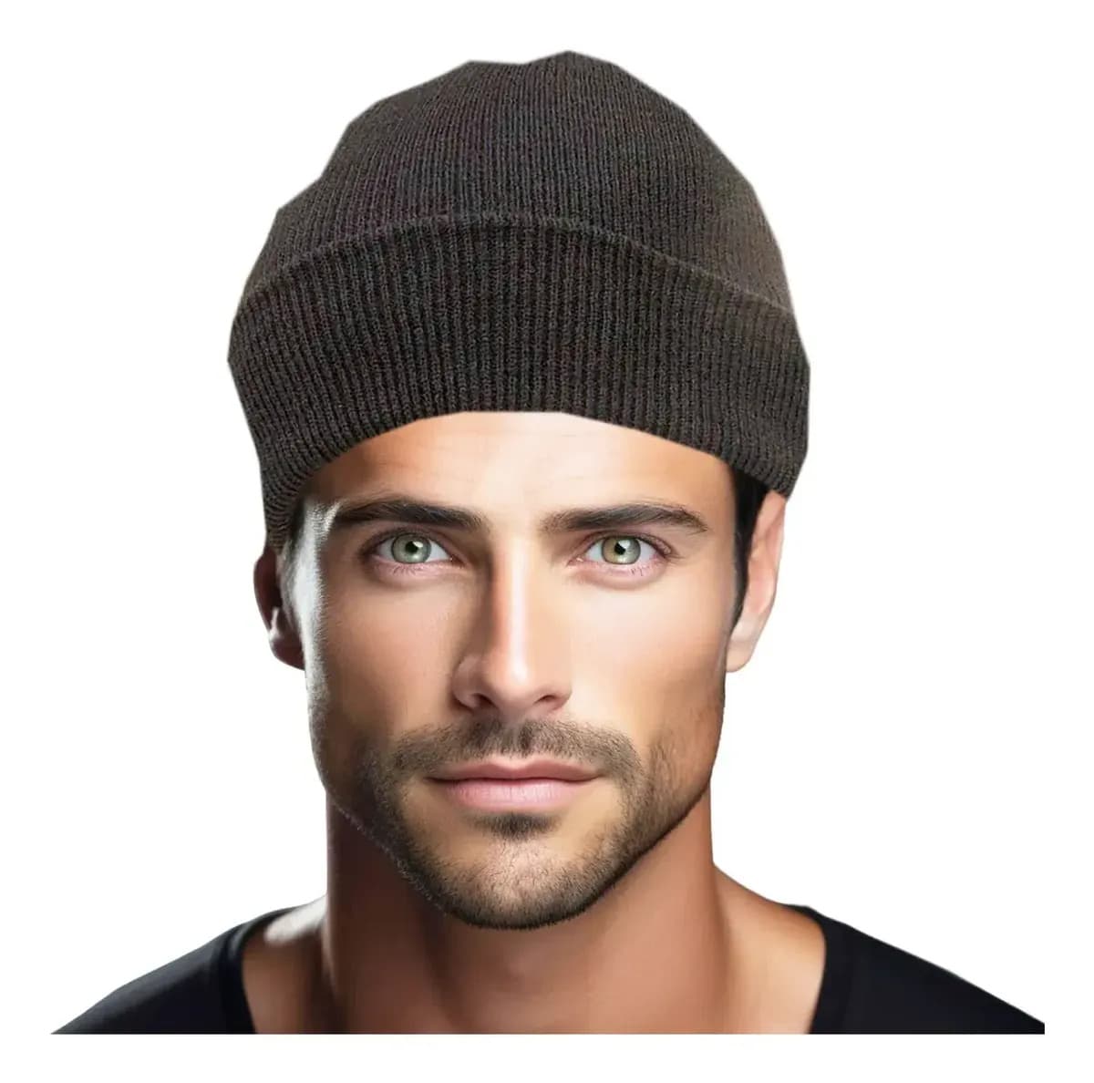 Touca Lã Básica Preto Liso: Gorro Estiloso Inverno Unissex Preto Un