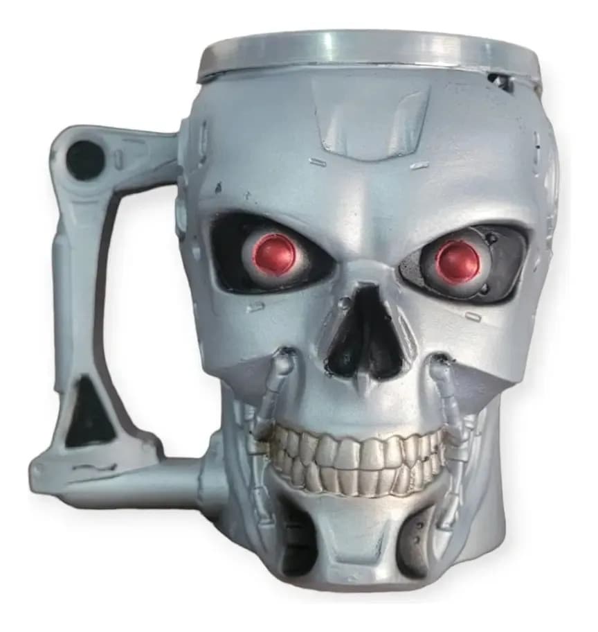 Caneca 3d Exterminador Do Futuro Colecionável Geek Presente Prateado Terminator