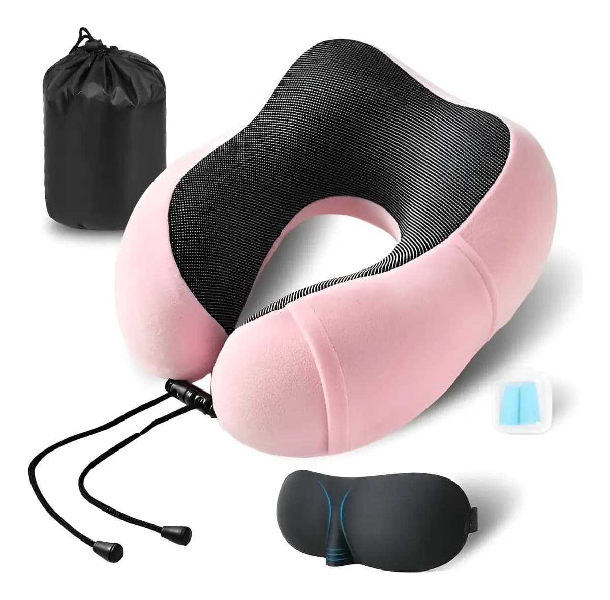 Travesseiro Pescoço Viagem Noveve Rosa Espuma Viscoelástica Compacto