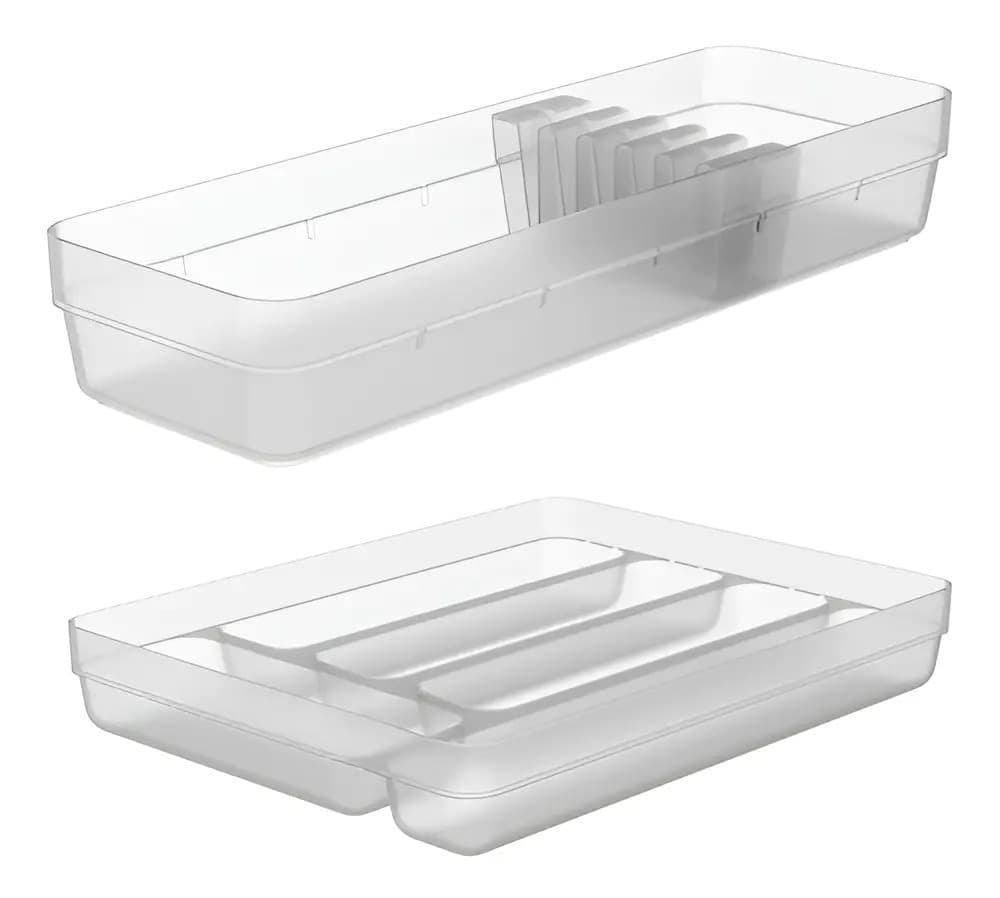Kit Organizador Talheres Gavetas Logic Multiuso Porta Facas Cor Natural