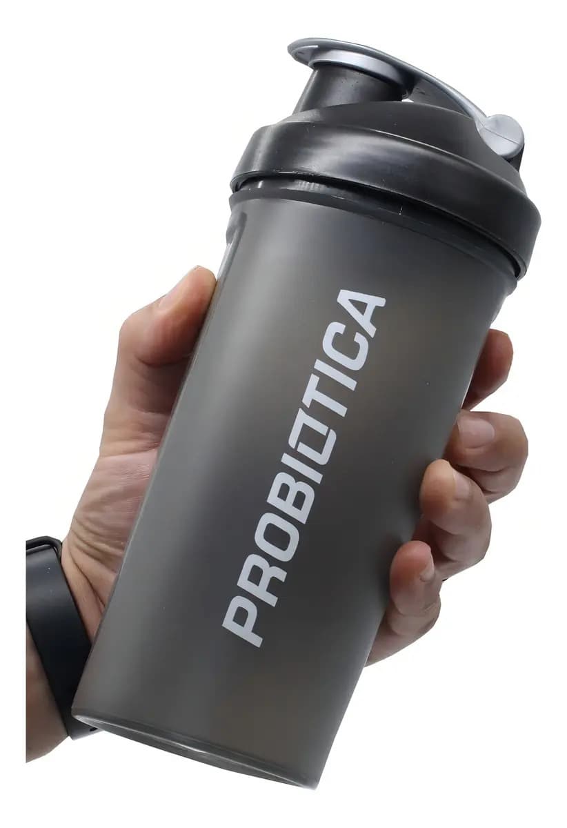 Copo Coqueteleira Garrafa Academia Treino Probiotica 700ml Cor Preto