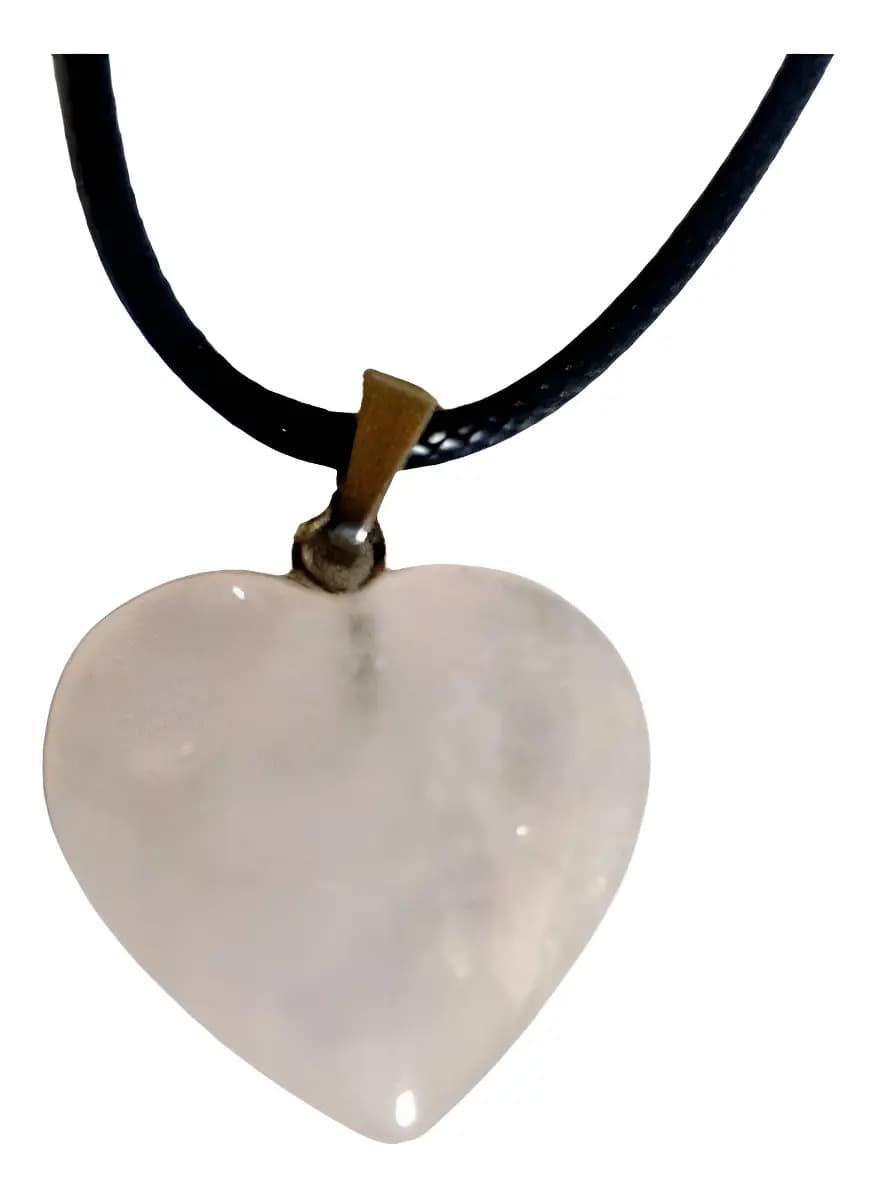 Colar Feminino Quartzo Rosa Coração