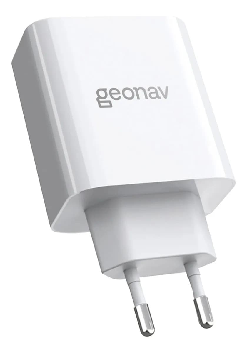 Carregador Turbo 48w Gan Portas Usb-c E Usb Geonav Branco