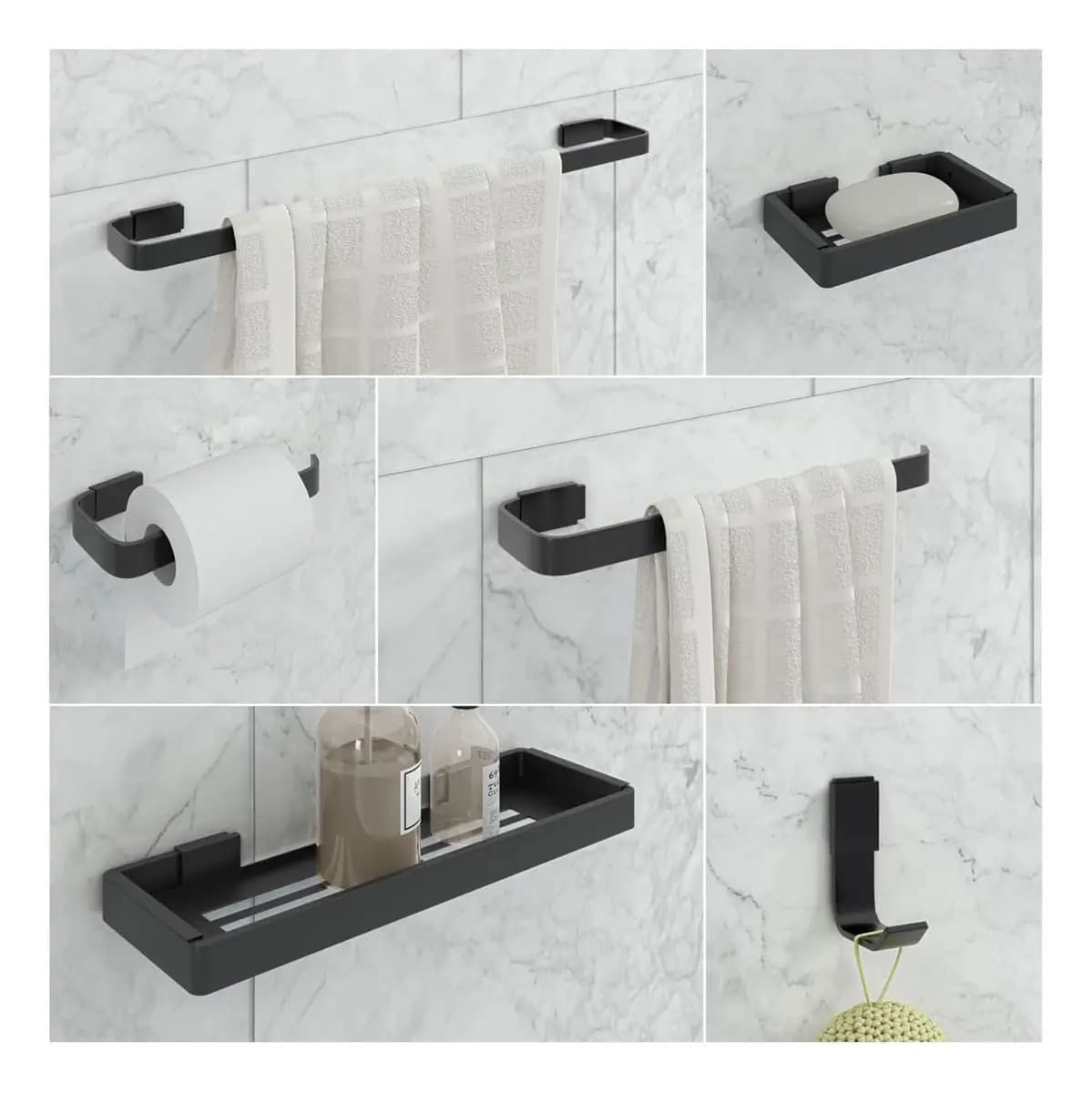 Kit Acessórios Para Banheiro Cor Preto