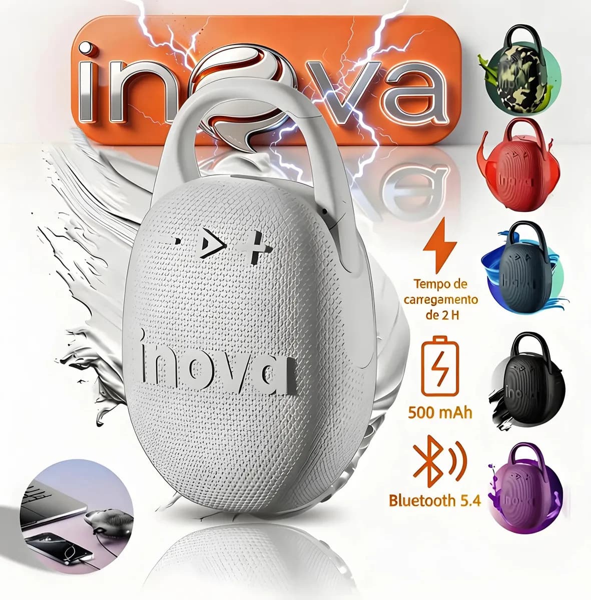 Caixa Som Bluetooth 5.1 Caixa Som Amplificador Caixa Inova Cor Cinza 3v
