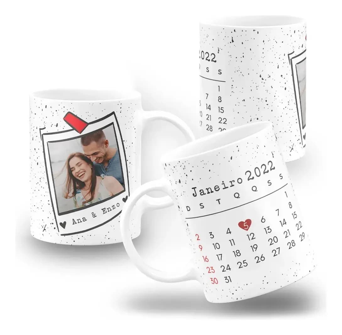 Caneca Casal Dia Especial Com Foto Data Nome Personalizada Caneca Branca