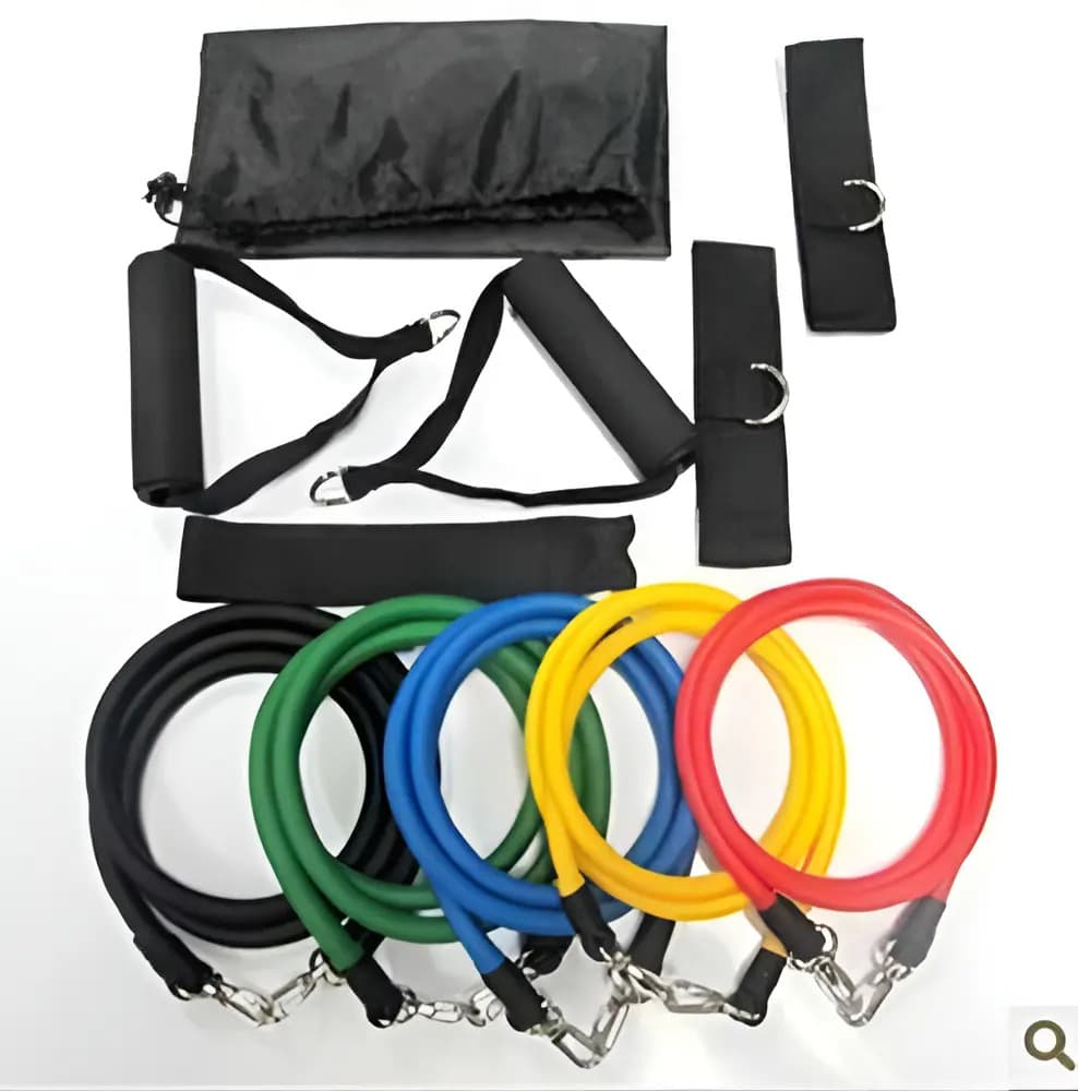 Kit Elásticos Extensores 11 Peças Exercícios, Yoga, Pilates