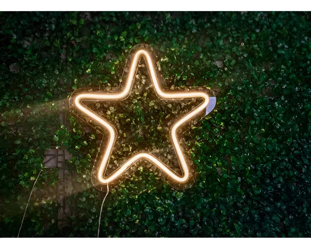 Painel Neon Led Estrela Festa Decoração Aniversário Cor Verde