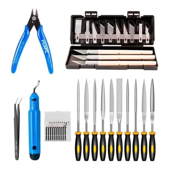 Kit Ferramentas Rebarbação Impressora 3d Acabamento Modelos Multicolorido (preto, Amarelo, Azul)