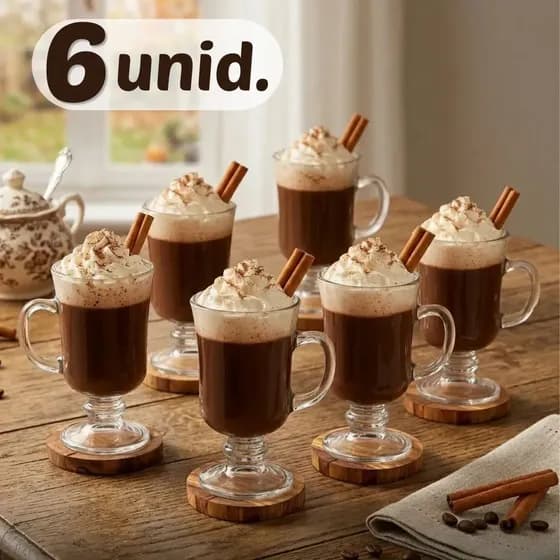 Jogo 6 Canecas Xícara 120ml Nespresso Dolce Gusto Vidro Café Capuccino