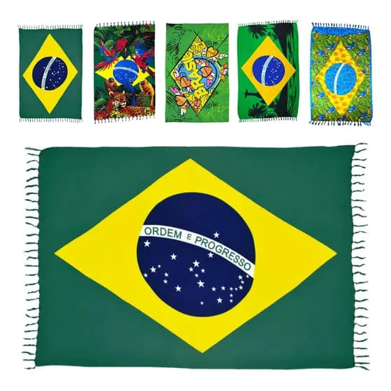 Canga Praia Saida Pareo Flag Brazil Br Bandeira Do Brasil