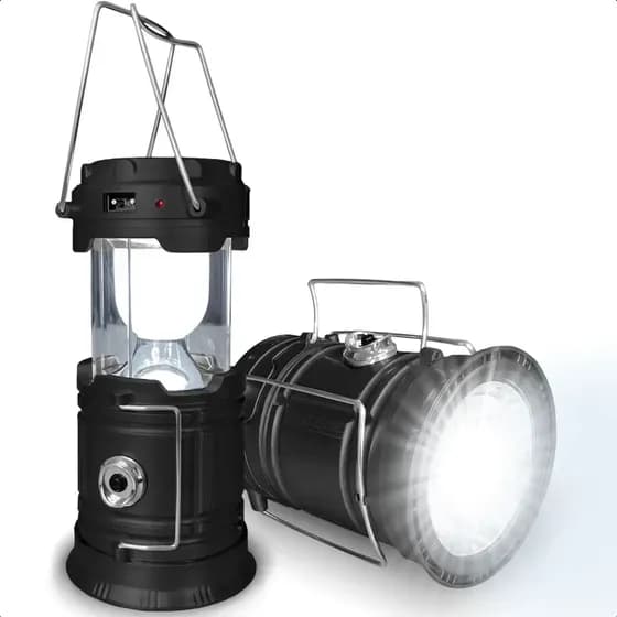 Lanterna Dobrável Recarregável Solar Usb Camping Black 3.7v