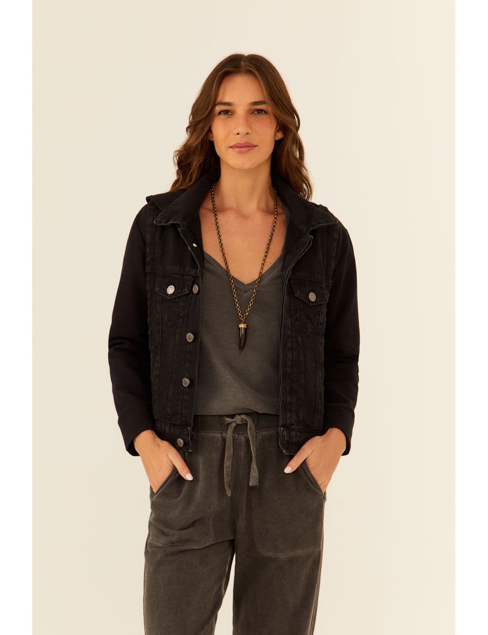 Jaqueta Jeans Black Com Moletom