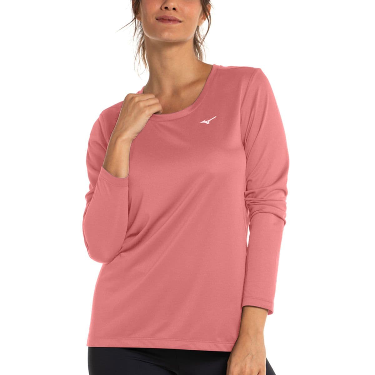 Camiseta Manga Longa de Corrida Feminina Mizuno Nirvana G Laranja