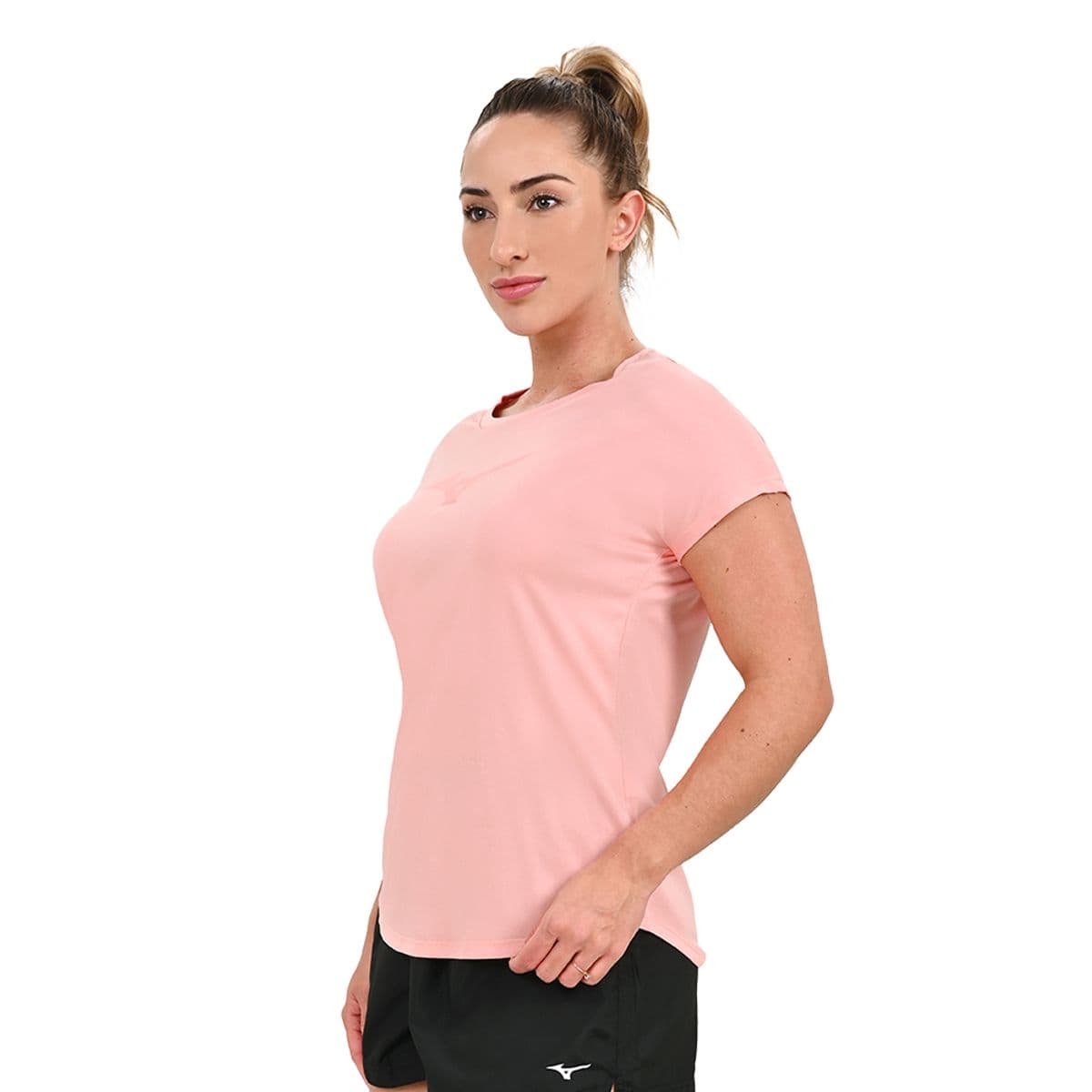 Camiseta de Corrida Feminina Mizuno Spark Big Logo G Rosa