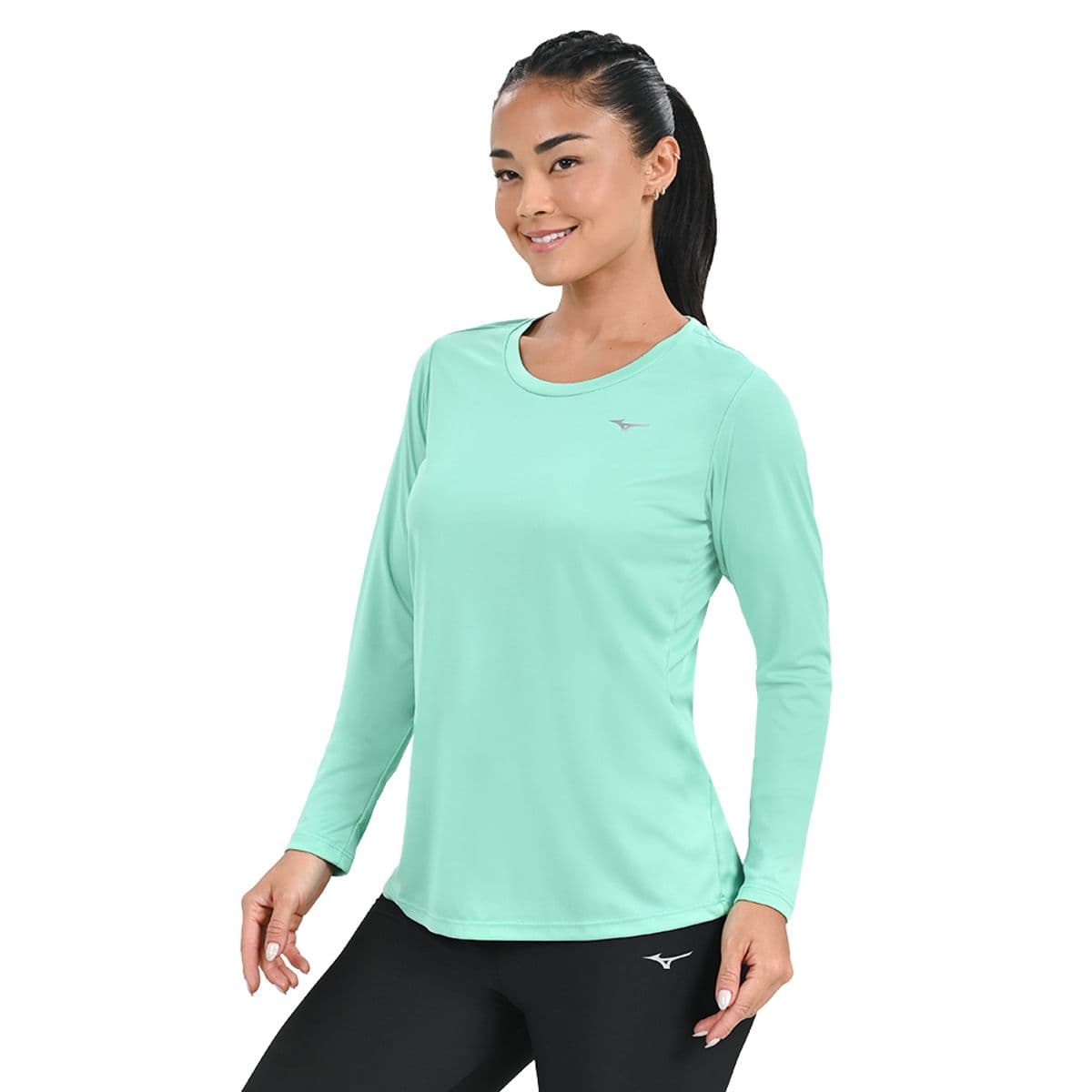Camiseta Manga Longa de Treino Feminina Mizuno Energy G Verde