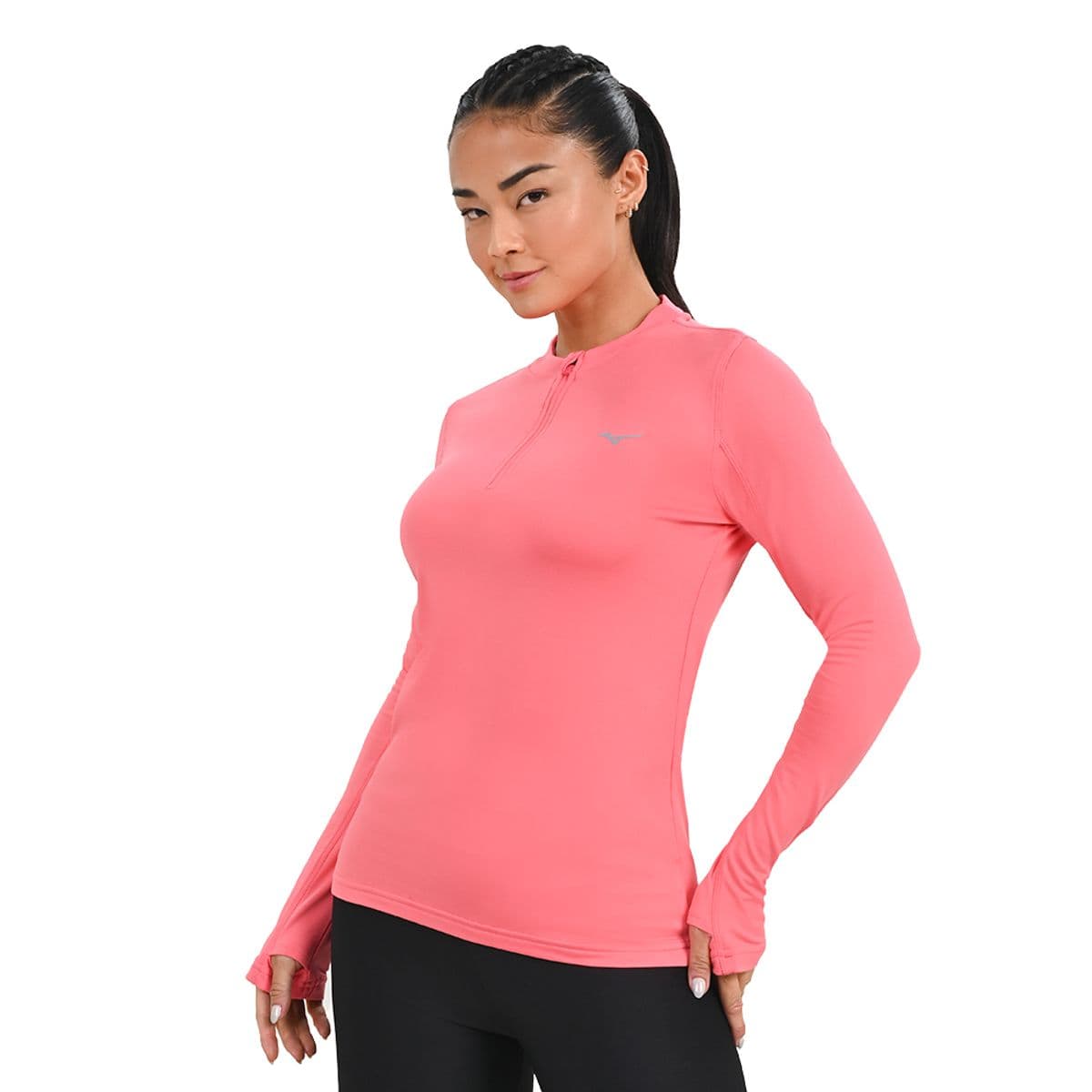 Camiseta Manga Longa de Corrida Feminina Mizuno Térmica G Laranja
