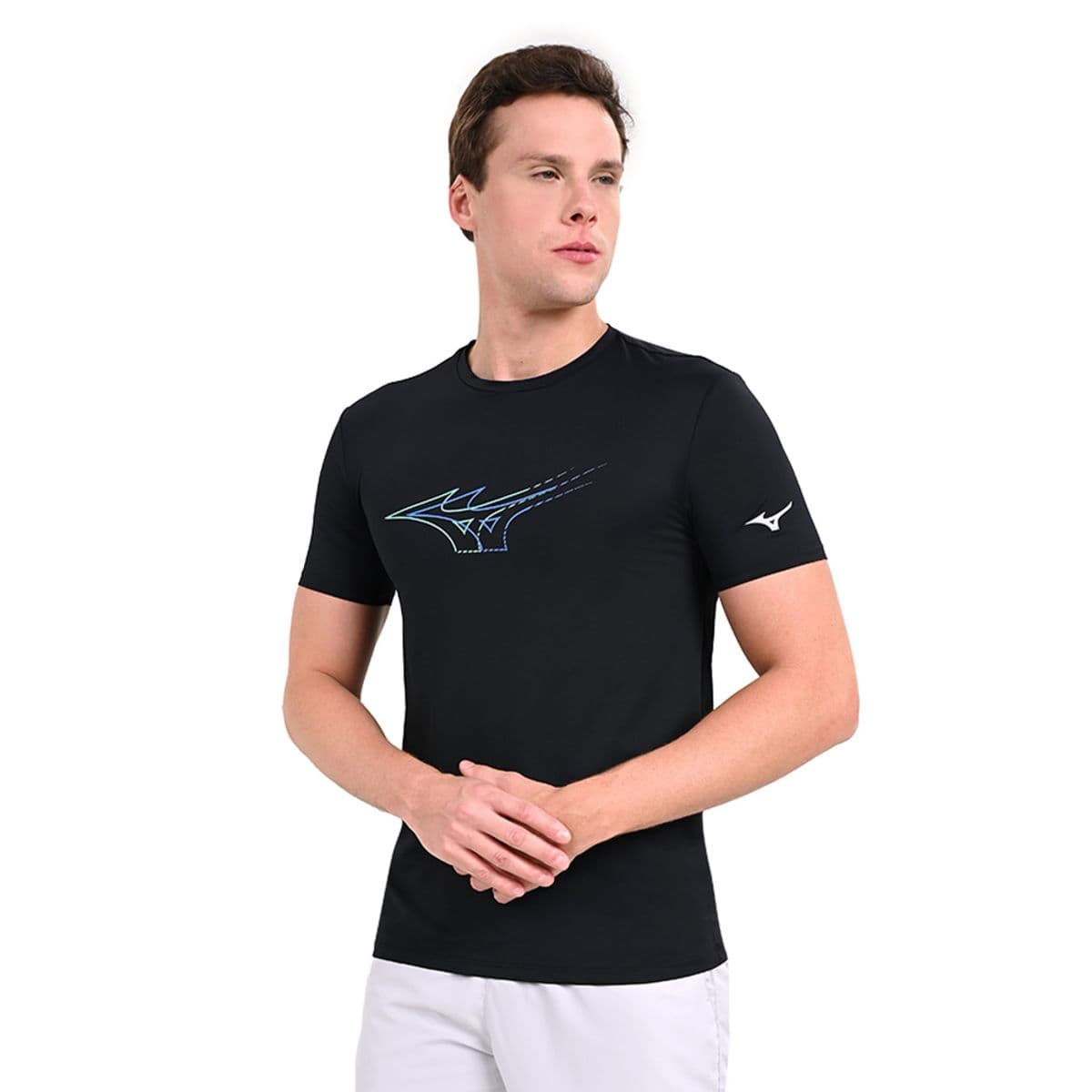 Camiseta de Corrida Mizuno Masculina Focus Stamp P Preto