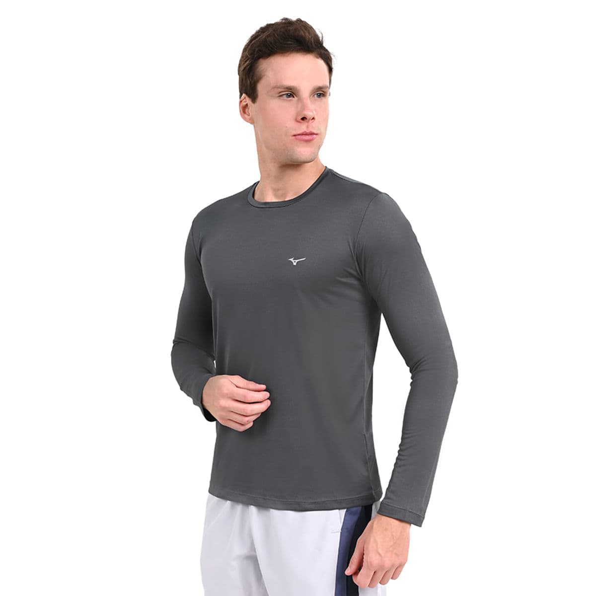 Camiseta Manga Longa de Treino Masculina Mizuno Nirvana G Cinza
