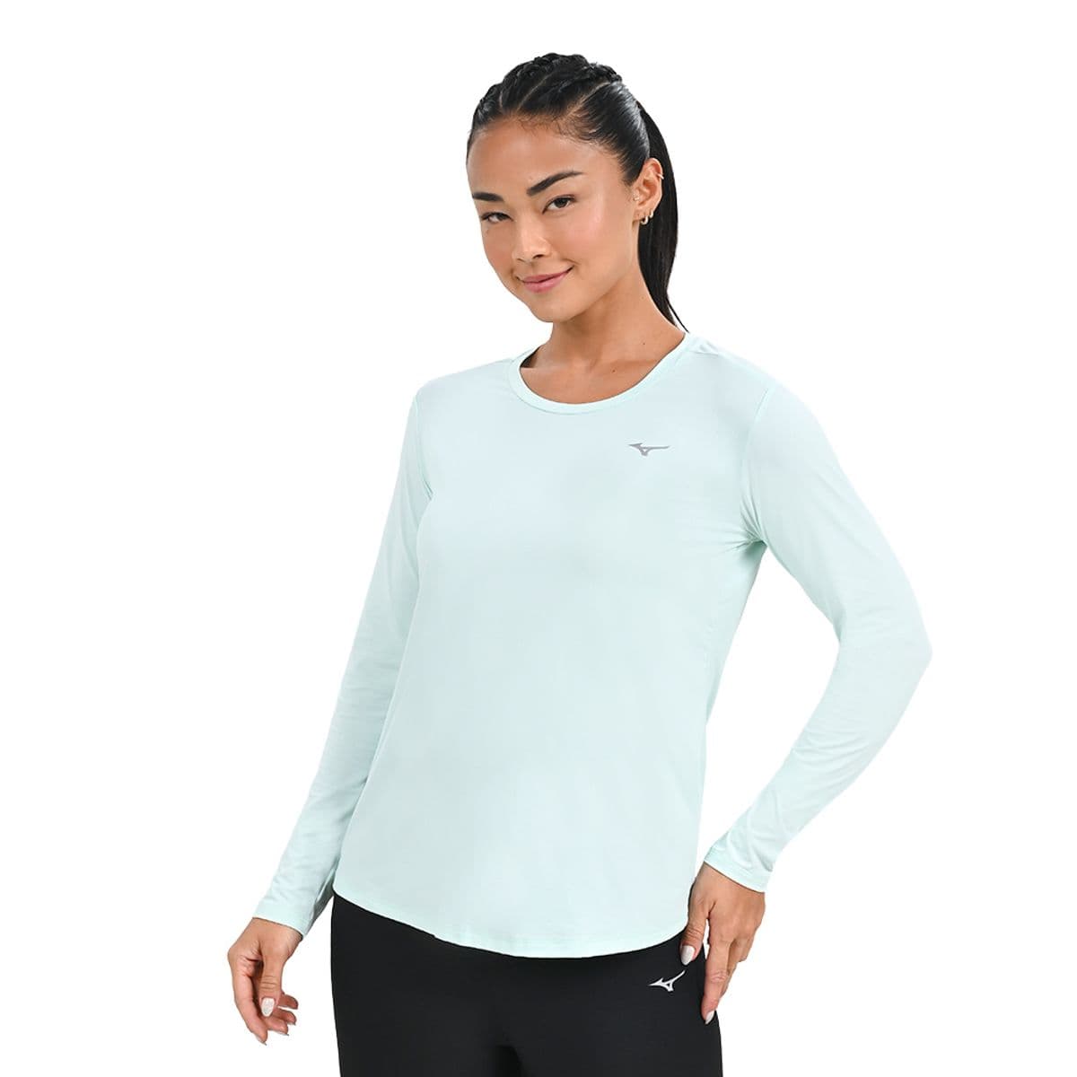 Camiseta Manga Longa de Corrida Feminina Mizuno Pro Uv +50 GG Azul